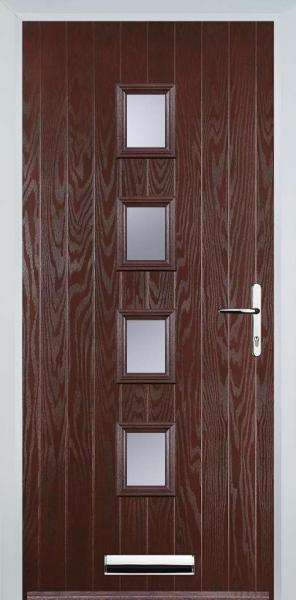 Dark Wood 4 Square Composite Front Door