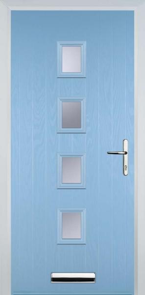 Duck Egg Blue 4 Square Composite Front Door