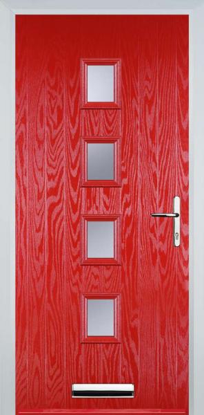 Poppy Red 4 Square Composite Front Door