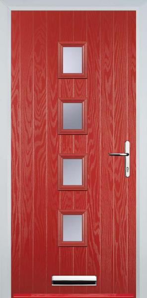 Red 4 Square Composite Front Door