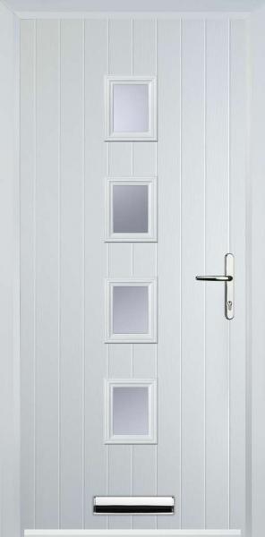 White 4 Square Composite Front Door