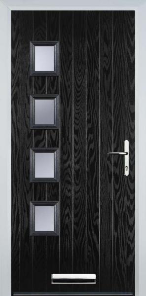 Black 4 Square Left Composite Front Door