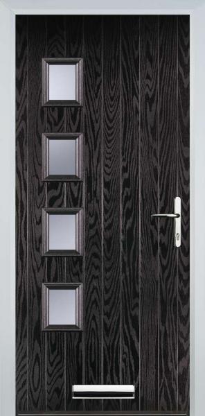 Black Brown 4 Square Left Composite Front Door