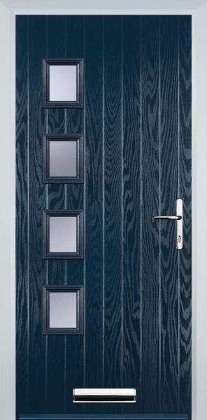 Blue 4 Square Left Composite Front Door