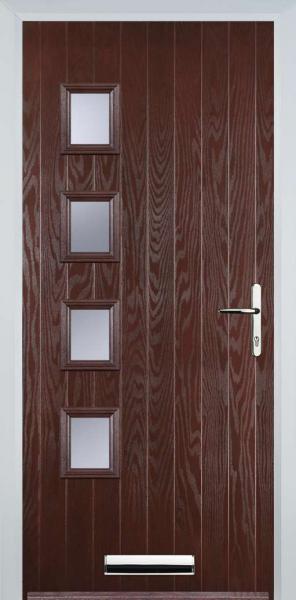 Dark Wood 4 Square Left Composite Front Door