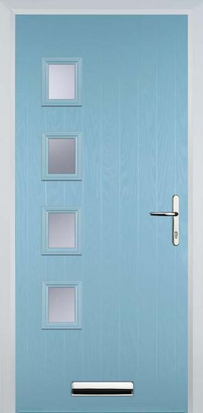 Duck Egg Blue 4 Square Left Composite Front Door