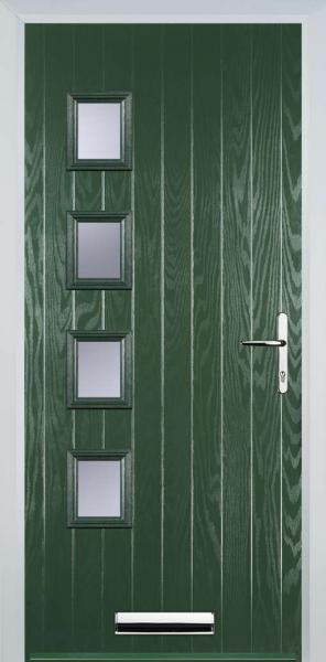 Green 4 Square Left Composite Front Door