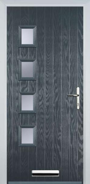 Grey 4 Square Left Composite Front Door