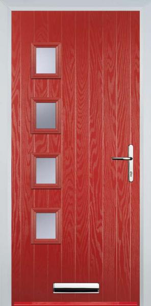 Red 4 Square Left Composite Front Door