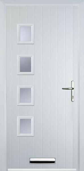 White 4 Square Left Composite Front Door