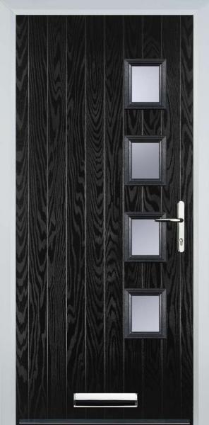 Black 4 Square Right Composite Front Door