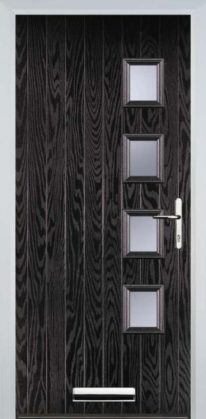 Black Brown 4 Square Right Composite Front Door