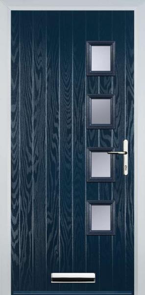 Blue 4 Square Right Composite Front Door