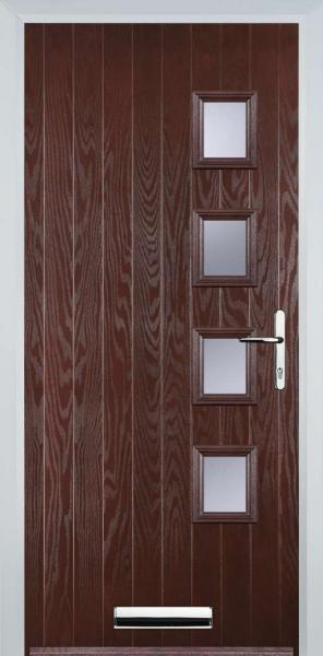 Dark Wood 4 Square Right Composite Front Door