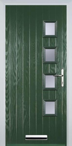 Green 4 Square Right Composite Front Door