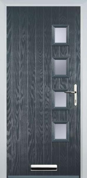 Grey 4 Square Right Composite Front Door