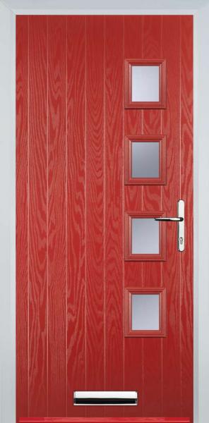 Red 4 Square Right Composite Front Door