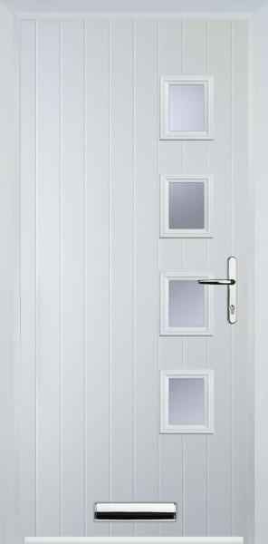 White 4 Square Right Composite Front Door