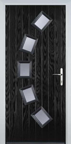 Black 5 Square Curved Composite Front Door