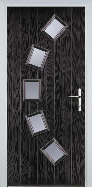 Black Brown 5 Square Curved Composite Front Door