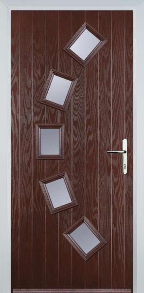 Dark Wood 5 Square Curved Composite Front Door