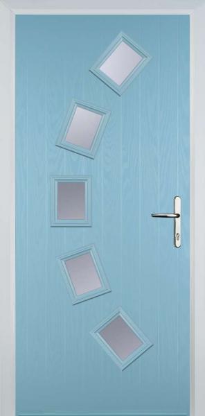 Duck Egg Blue 5 Square Curved Composite Front Door