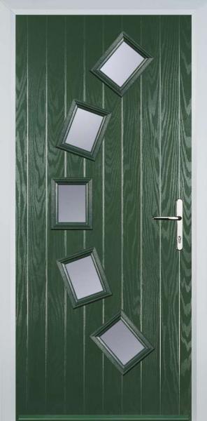 Green 5 Square Curved Composite Front Door