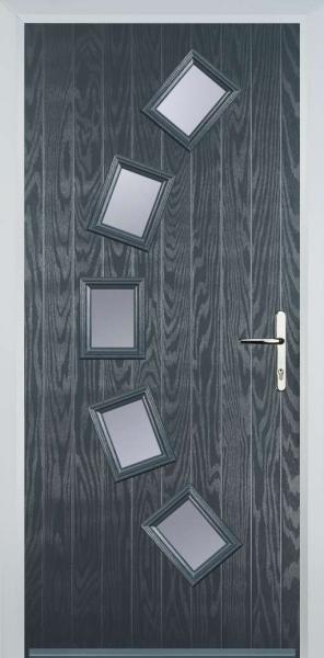 Grey 5 Square Curved Composite Front Door