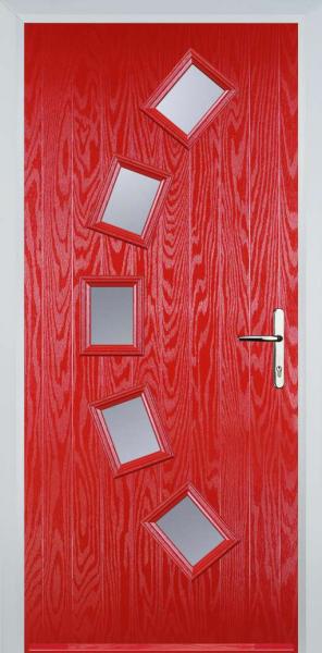 Poppy Red 5 Square Curved Composite Front Door