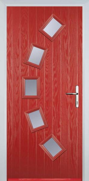 Red 5 Square Curved Composite Front Door