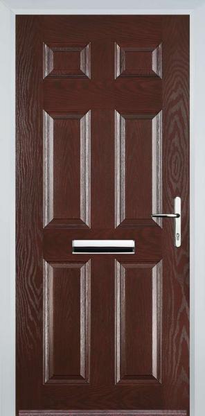 Dark Wood 6 Panel Composite Front Door