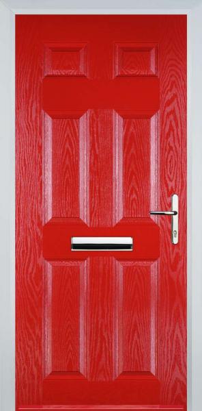 Poppy Red 6 Panel Composite Front Door