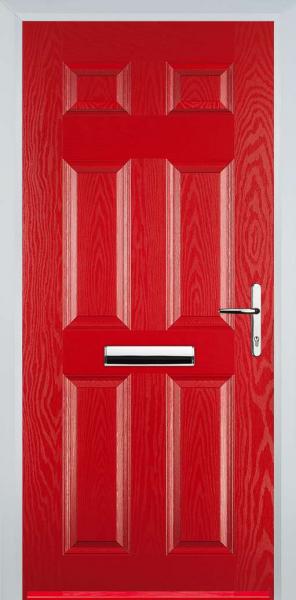 Red 6 Panel Composite Front Door