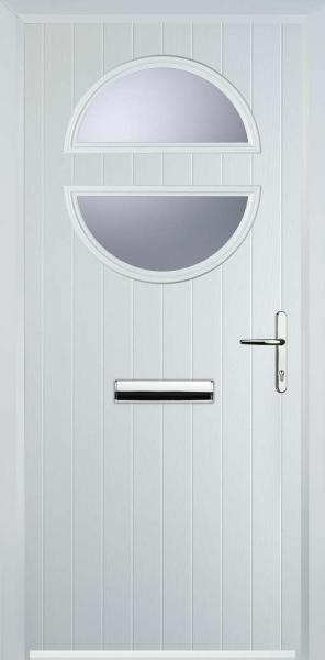 White Circle Composite Front Door