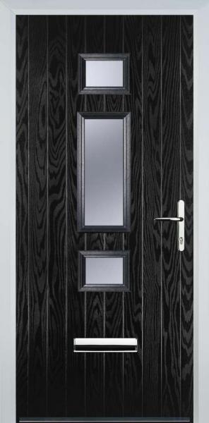 Black Middle 3 Square Composite Front Door