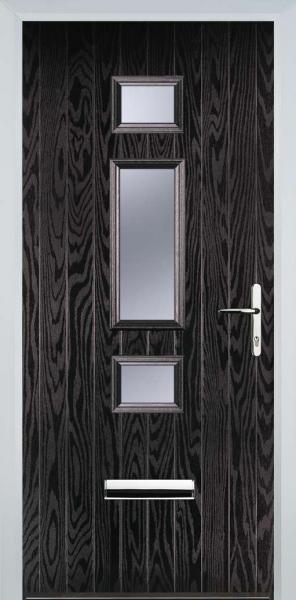 Black Brown Middle 3 Square Composite Front Door