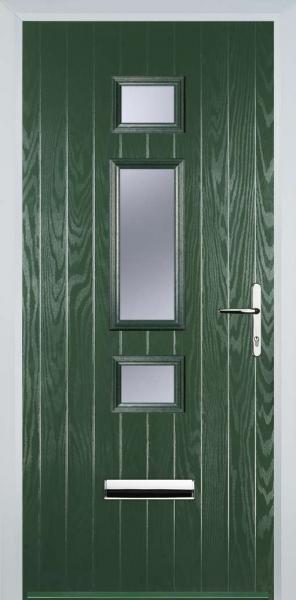 Green Middle 3 Square Composite Front Door