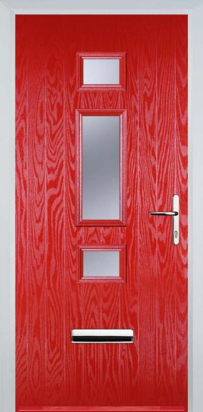 Poppy Red Middle 3 Square Composite Front Door