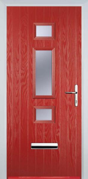 Red Middle 3 Square Composite Front Door