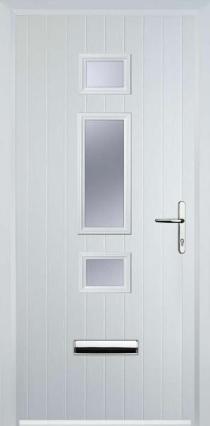 White Middle 3 Square Composite Front Door