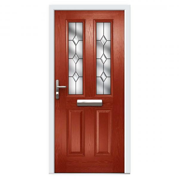 Red Narrow Lite Composite Front Door