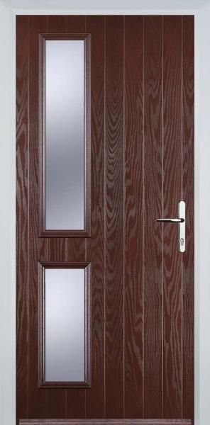 Dark Wood Twin Side Left Composite Front Door