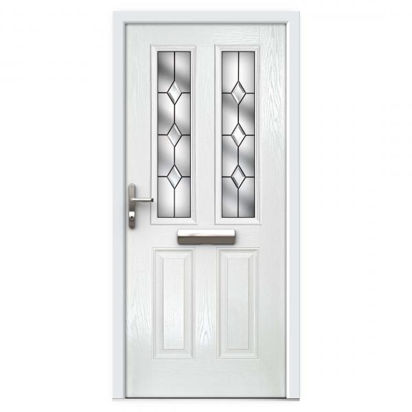 White Narrow Lite Composite Front Door